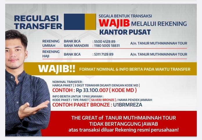 Cara Membayar Umroh dan Haji Tanur Muthmainnah Tour