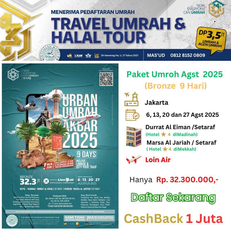Biaya atau Harga Paket Promo Umroh Agustus Indramayu 9 Hari