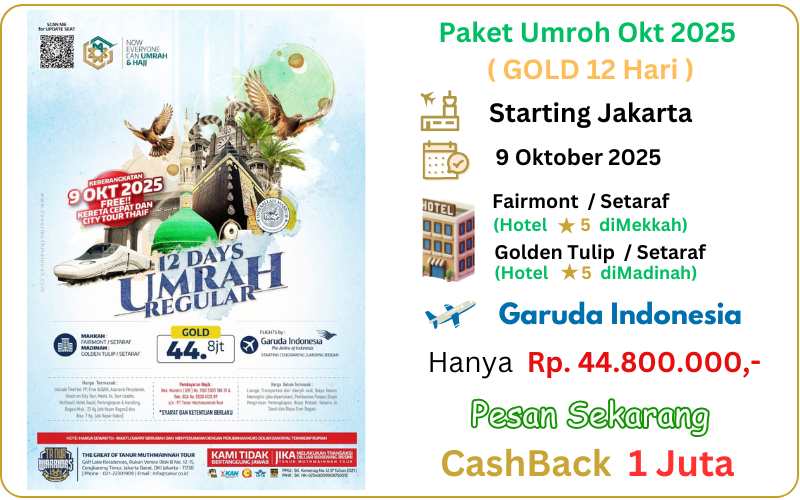 Biaya atau Harga Promo Paket Travel Umroh Oktober Sukabumi Gold