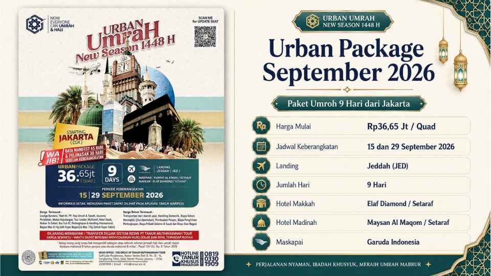 Paket Umroh Bulan September paket umroh 2026 September 9 hari Premium